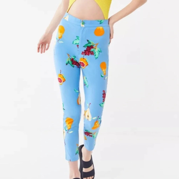 Urban Outfitters Ingrid High Rise Fruit Print Pinup Pant Womens Size 0 - Picture 1 of 14